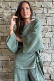 Lindin Linen Blend Kimono Top Washed Khaki